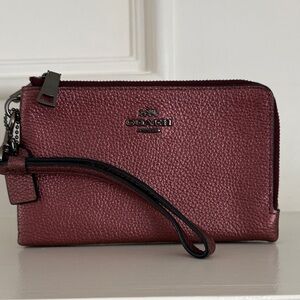 Coach Maroon Leather Wristlet